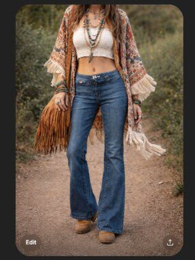 Vintage Y2K Miss Sixty Roxy 1 Bootcut Jeans Italy Boho Festival 90s Tall Size 31